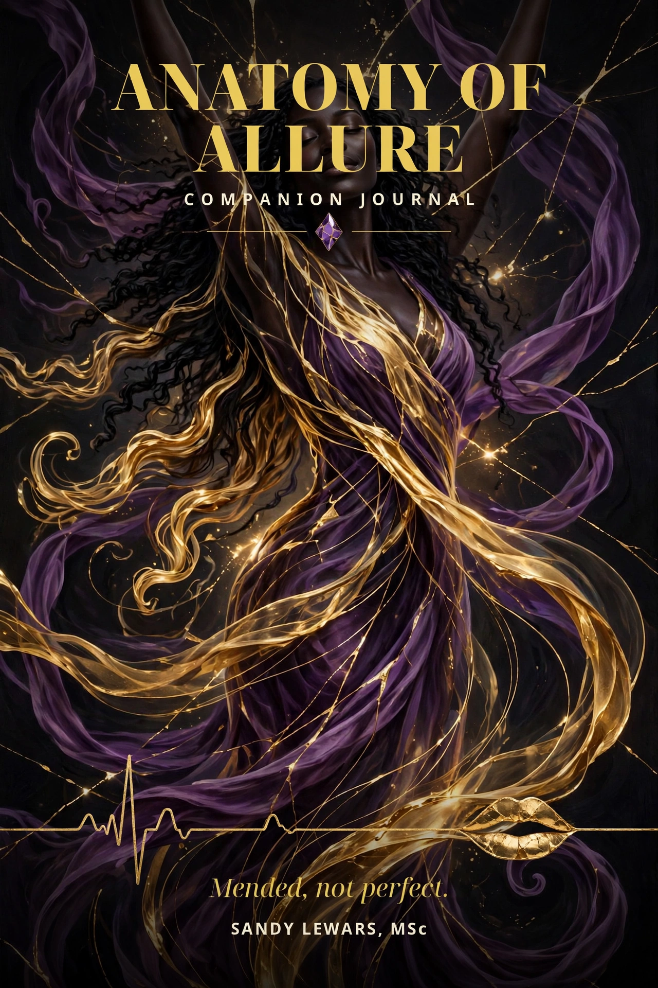 The Anatomy of Allure — Companion Journal cover: She Rises, with the book’s gold diamond and pulse-to-lips band