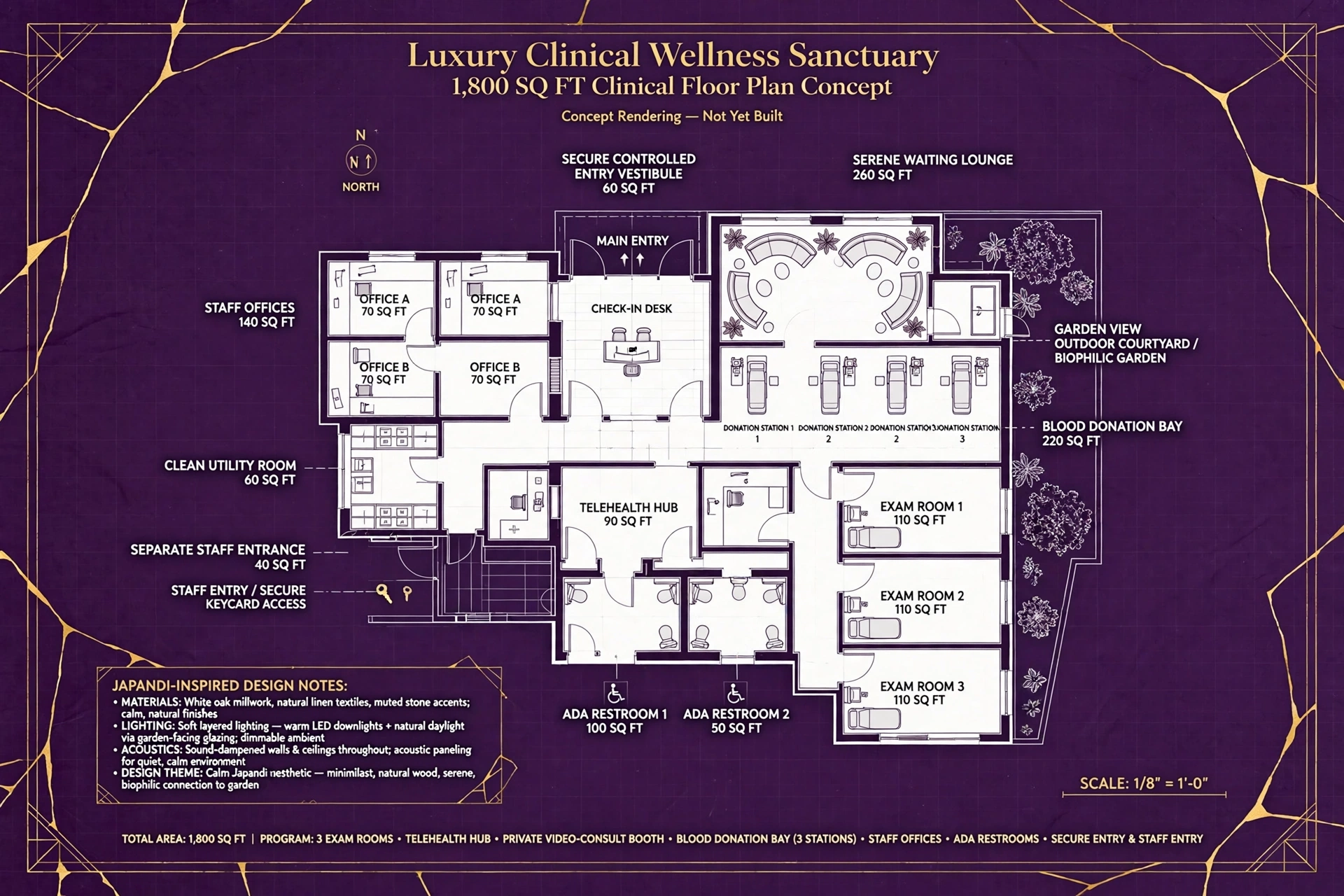 Architectural concept for one SAREN Privé building with separate clinical and wellness sides